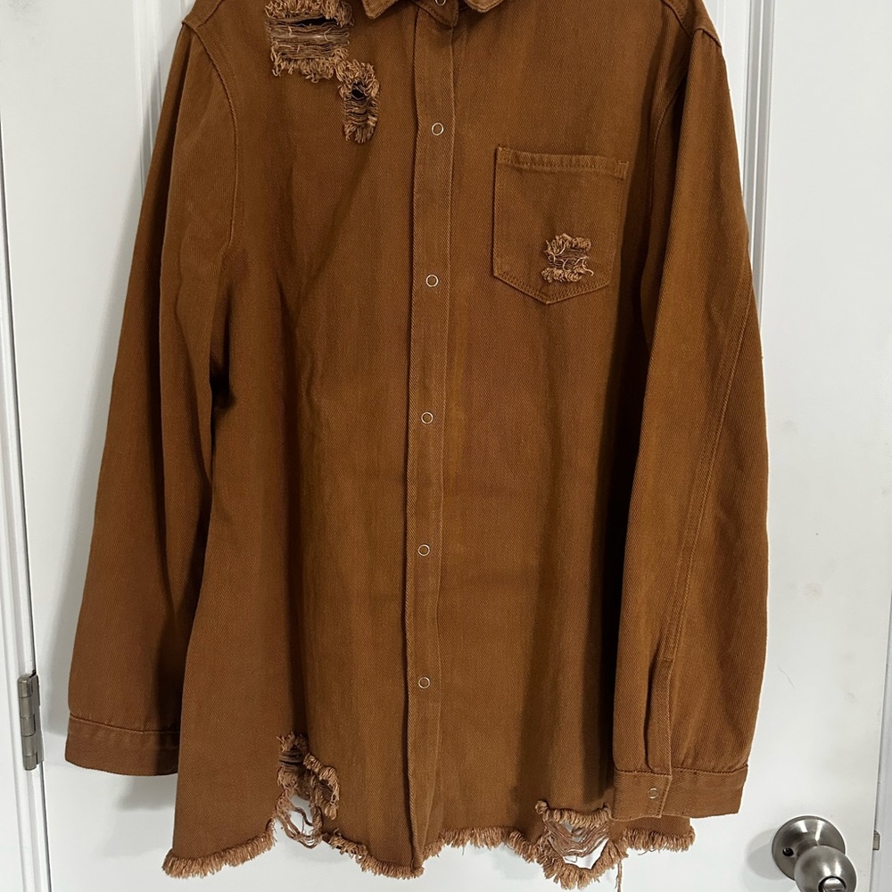 Brown Distressed Jean Jacket